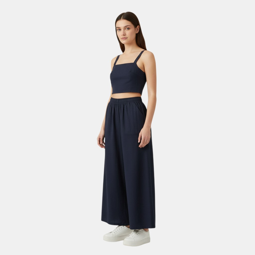 Women's Sleeveless Camisole Top and Wide Leg Pants Set-Bon Voyage Vintage