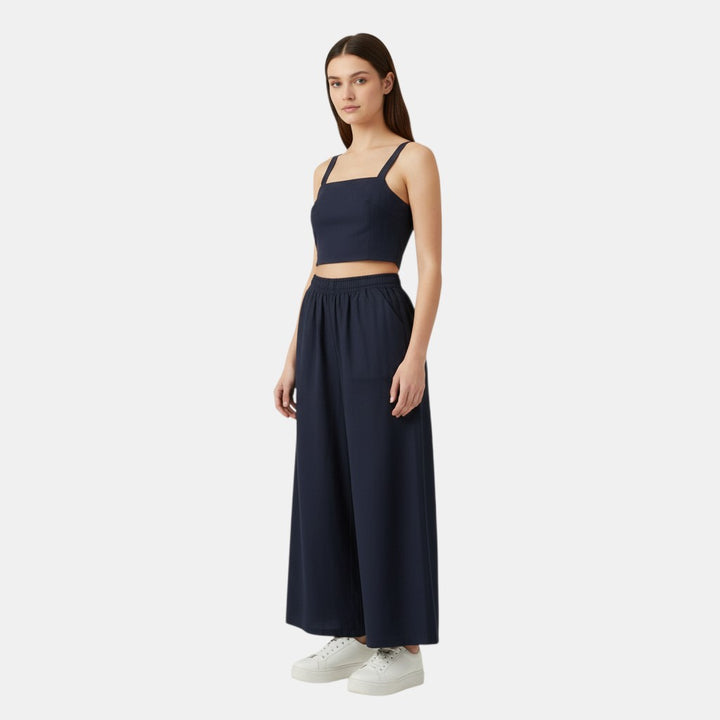 Women's Sleeveless Camisole Top and Wide Leg Pants Set-Bon Voyage Vintage