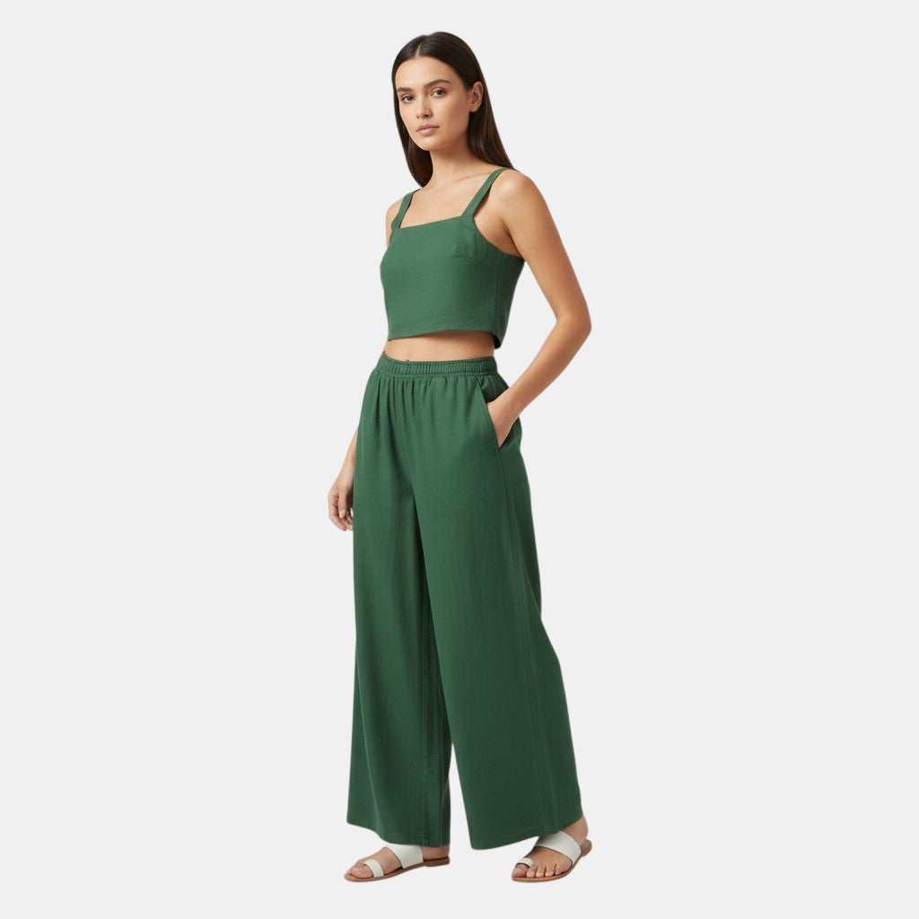 Women's Sleeveless Camisole Top and Wide Leg Pants Set-Bon Voyage Vintage