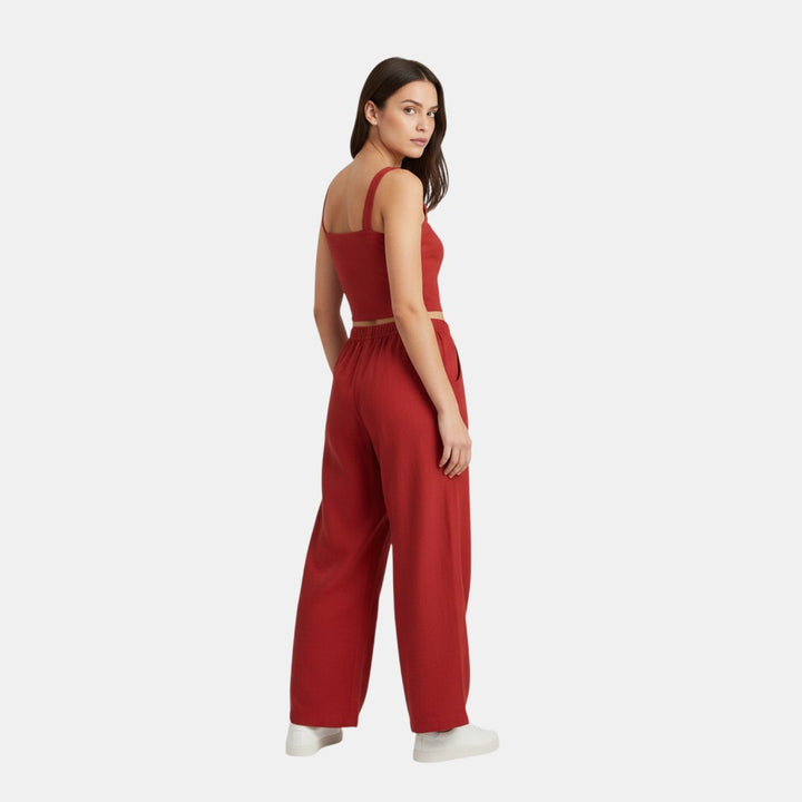 Women's Sleeveless Camisole Top and Wide Leg Pants Set-Bon Voyage Vintage