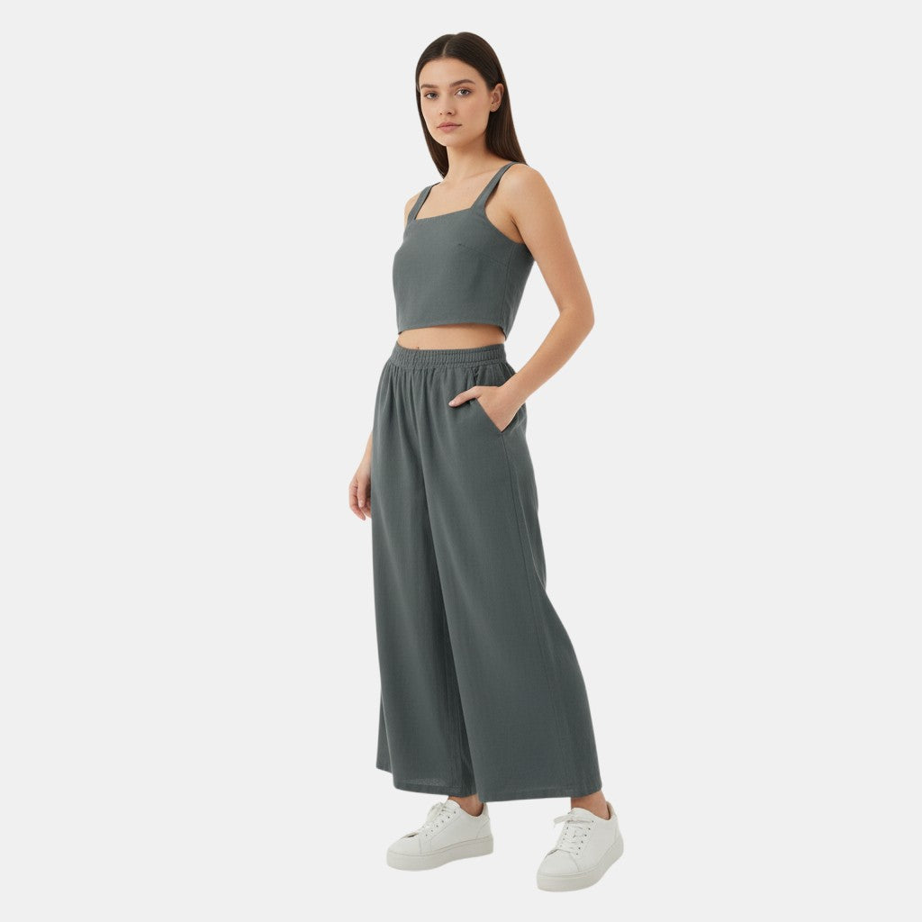 Women's Sleeveless Camisole Top and Wide Leg Pants Set-Bon Voyage Vintage