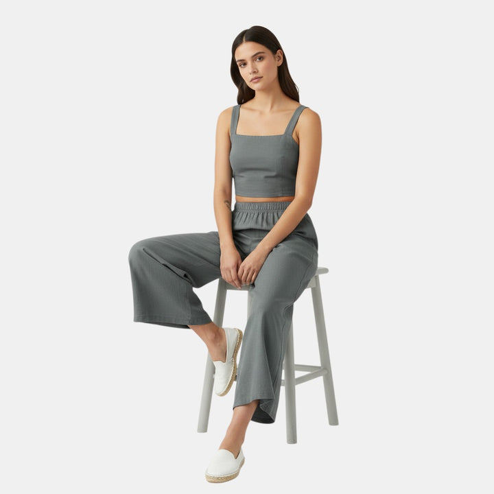 Women's Sleeveless Camisole Top and Wide Leg Pants Set-Bon Voyage Vintage