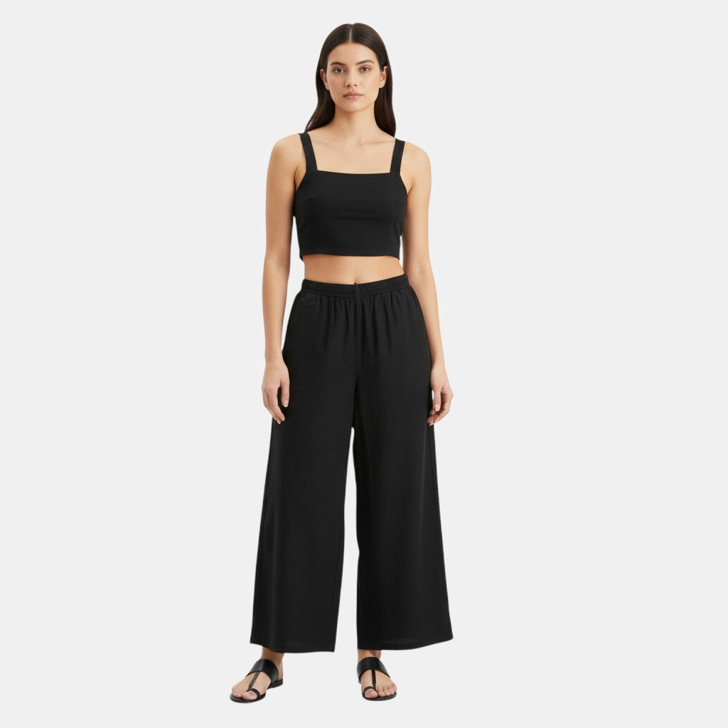 Women's Sleeveless Camisole Top and Wide Leg Pants Set-Bon Voyage Vintage