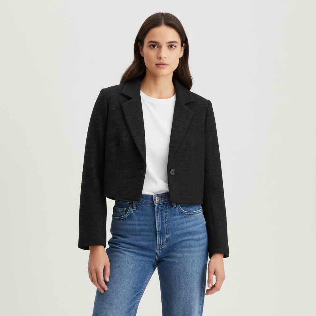Women’s Solid Color Crop Blazer-Bon Voyage Vintage