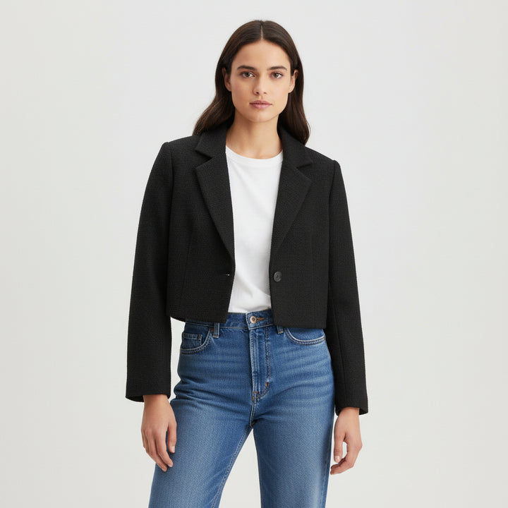 Women’s Solid Color Crop Blazer-Bon Voyage Vintage