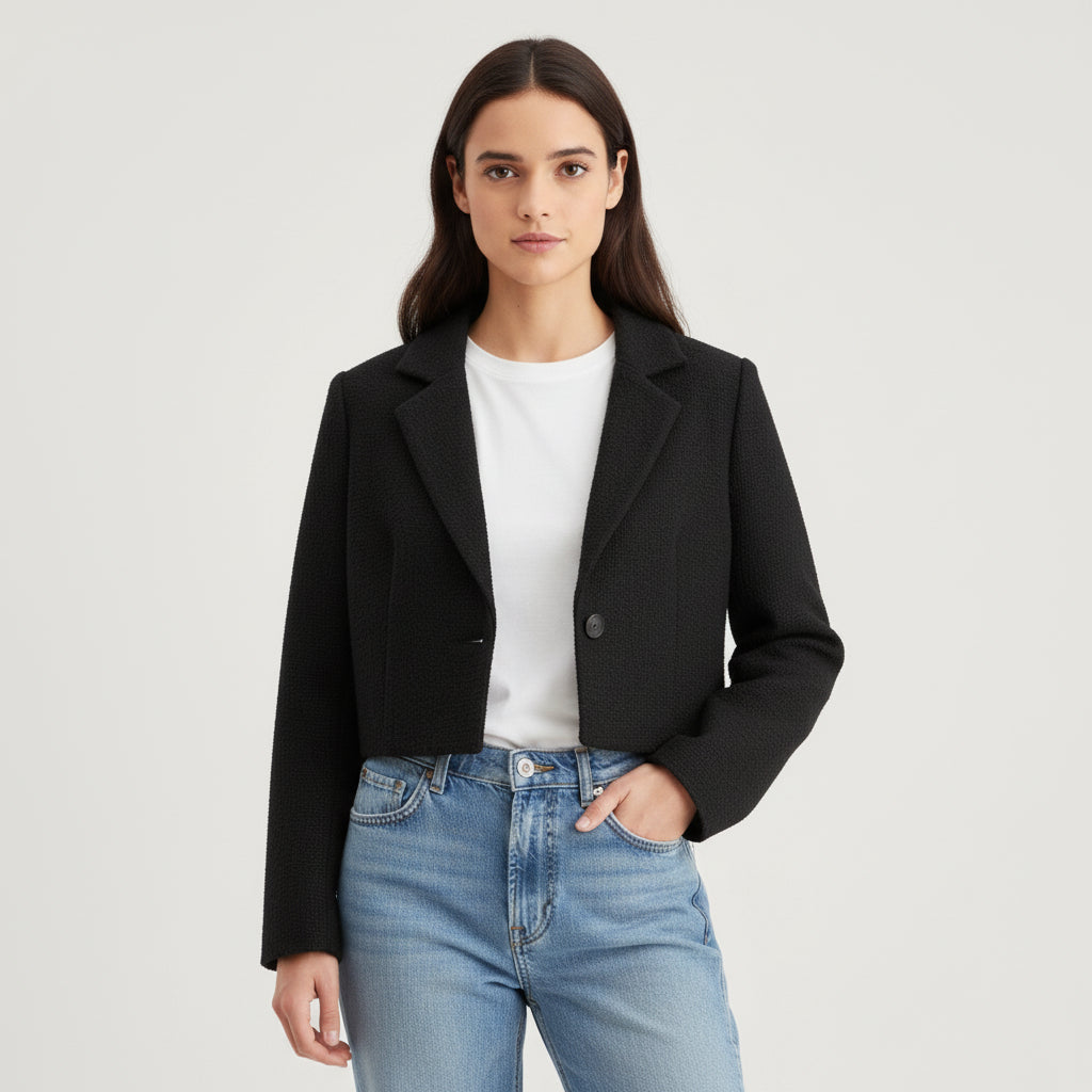 Women’s Solid Color Crop Blazer-Bon Voyage Vintage