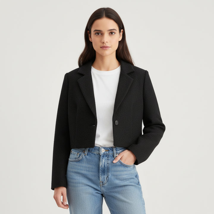 Women’s Solid Color Crop Blazer-Bon Voyage Vintage