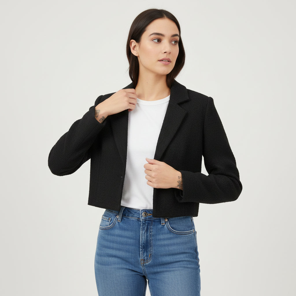 Women’s Solid Color Crop Blazer-Bon Voyage Vintage