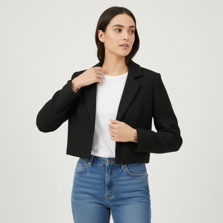 Women’s Solid Color Crop Blazer-Bon Voyage Vintage