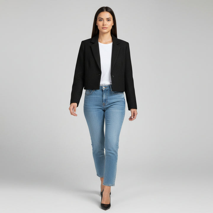 Women’s Solid Color Crop Blazer-Bon Voyage Vintage