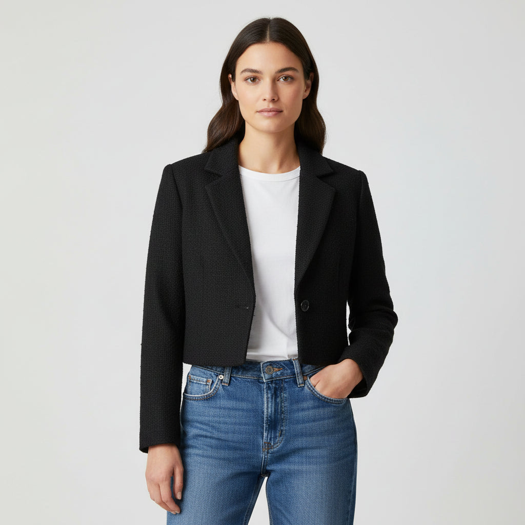 Women’s Solid Color Crop Blazer-Bon Voyage Vintage