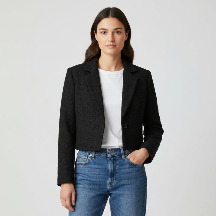 Women’s Solid Color Crop Blazer-Bon Voyage Vintage