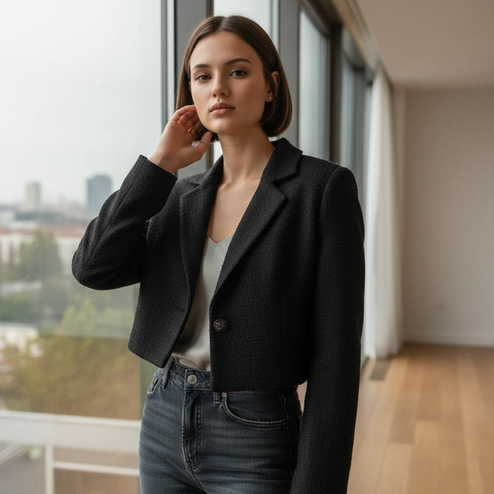 Women’s Solid Color Crop Blazer-Bon Voyage Vintage