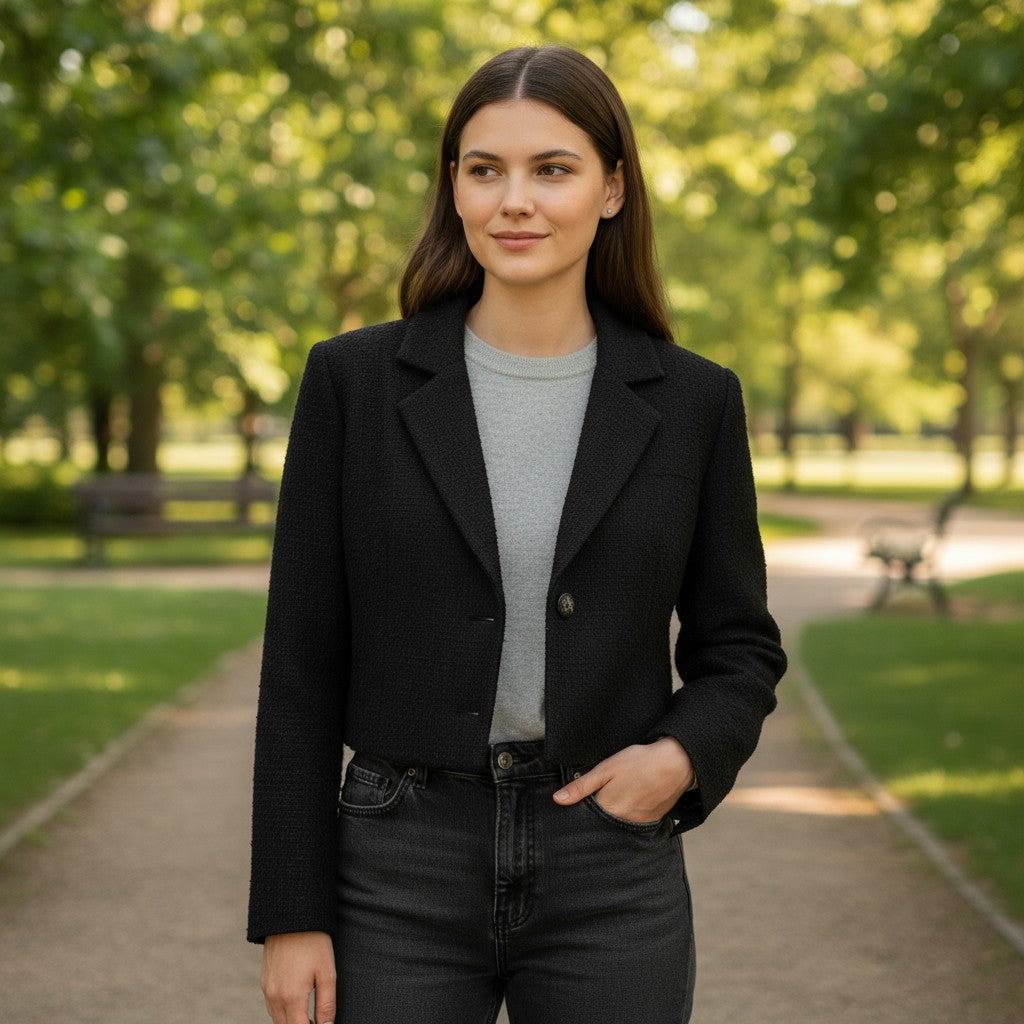 Women’s Solid Color Crop Blazer-Bon Voyage Vintage