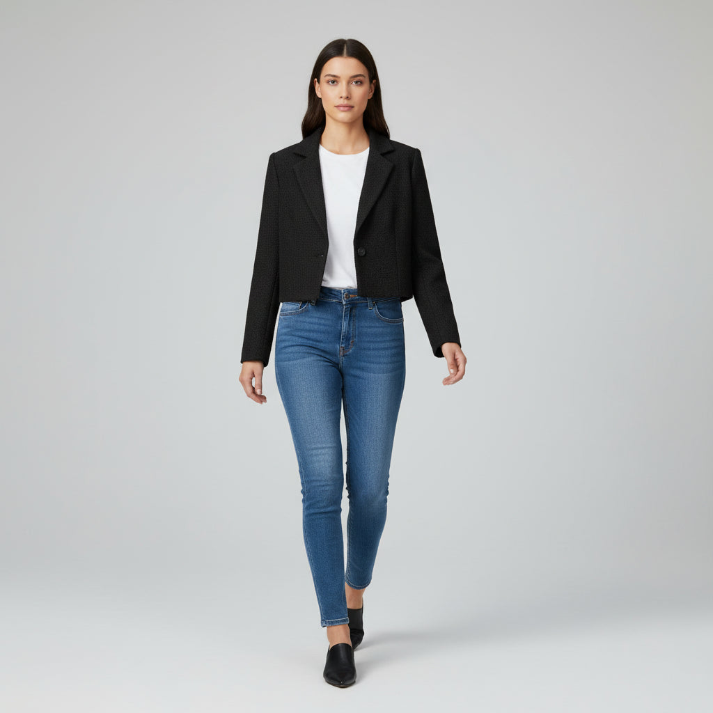 Women’s Solid Color Crop Blazer-Bon Voyage Vintage