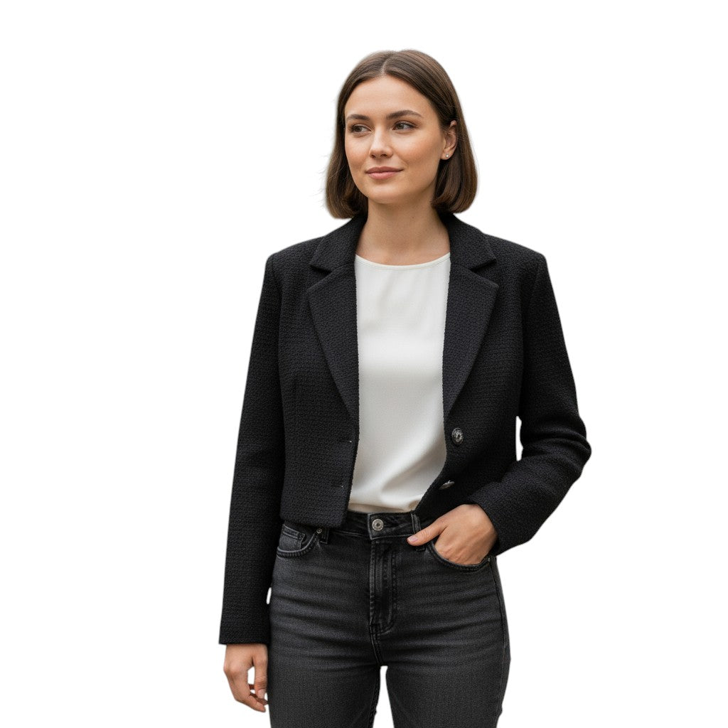 Women’s Solid Color Crop Blazer-Bon Voyage Vintage