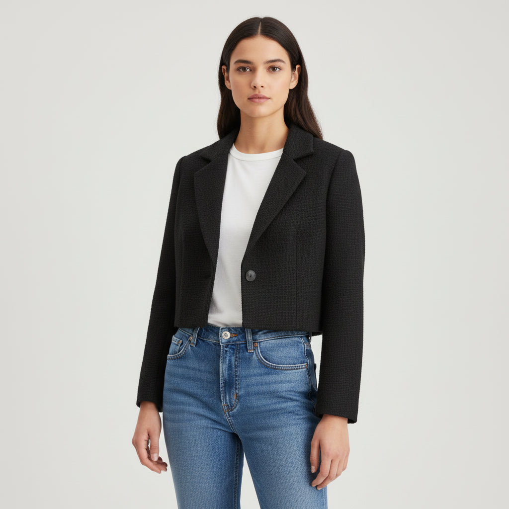 Women’s Solid Color Crop Blazer-Bon Voyage Vintage