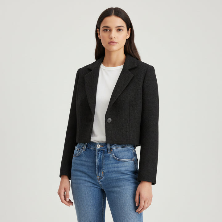 Women’s Solid Color Crop Blazer-Bon Voyage Vintage