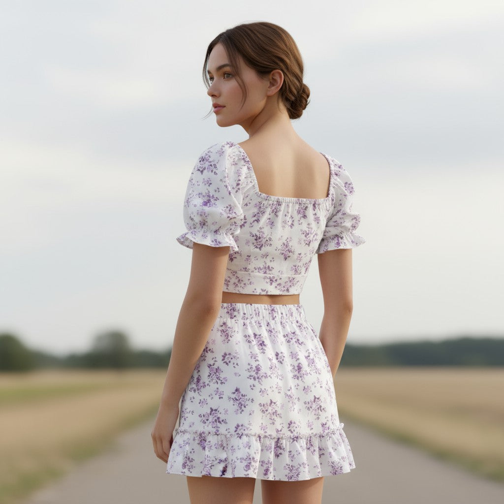 Women's Two-Piece Ditsy Floral Print Set-Bon Voyage Vintage