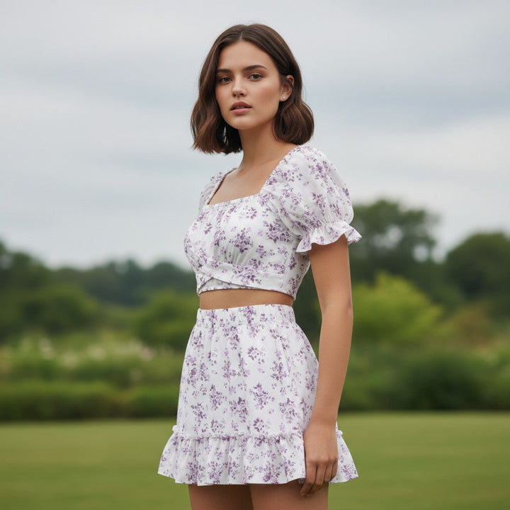 Women's Two-Piece Ditsy Floral Print Set-Bon Voyage Vintage