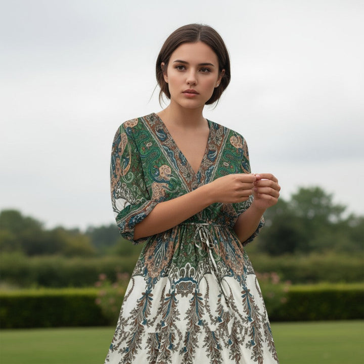 Women's Vintage Floral Butterfly Print Dress-Bon Voyage Vintage