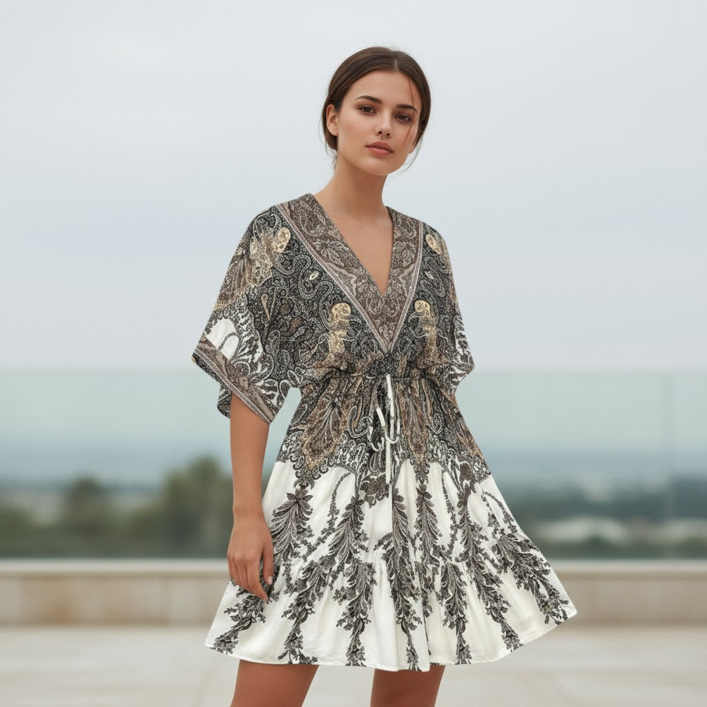 Women's Vintage Floral Butterfly Print Dress-Bon Voyage Vintage