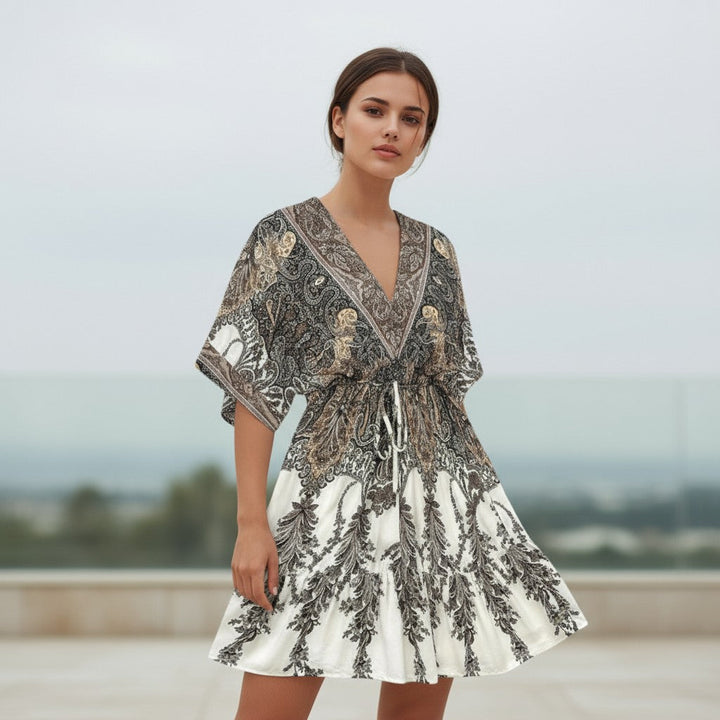 Women's Vintage Floral Butterfly Print Dress-Bon Voyage Vintage