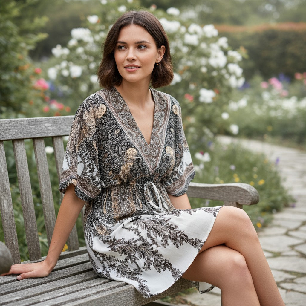 Women's Vintage Floral Butterfly Print Dress-Bon Voyage Vintage