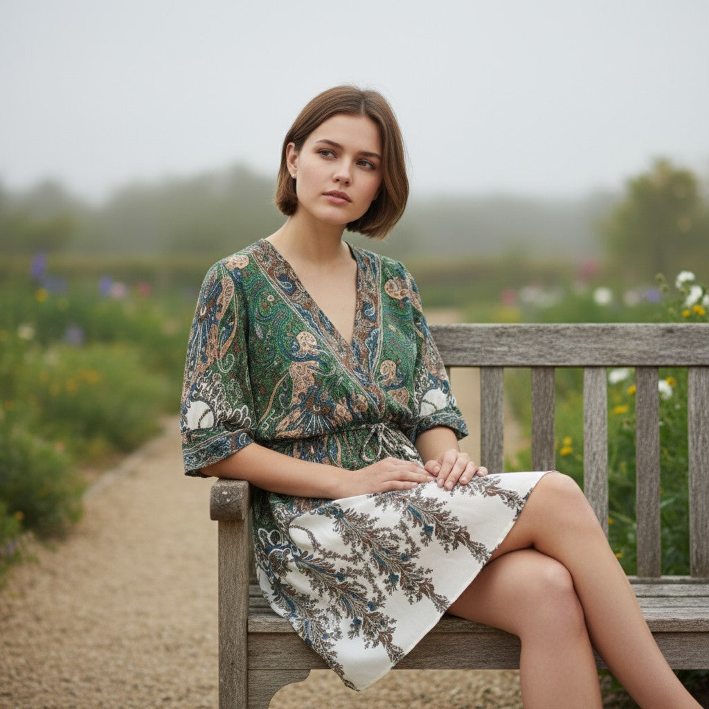 Women's Vintage Floral Butterfly Print Dress-Bon Voyage Vintage