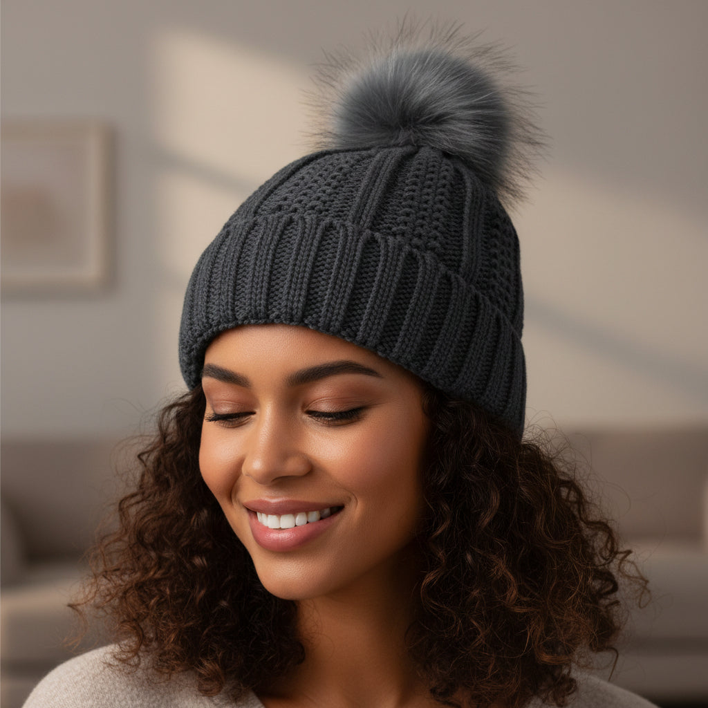 Women’s Winter Knitted Pom-Pom Beanie-Bon Voyage Vintage