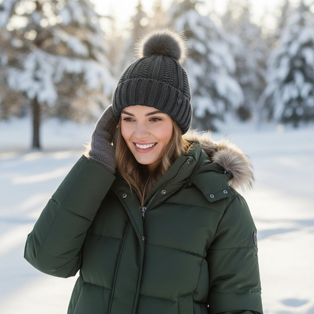 Women’s Winter Knitted Pom-Pom Beanie-Bon Voyage Vintage