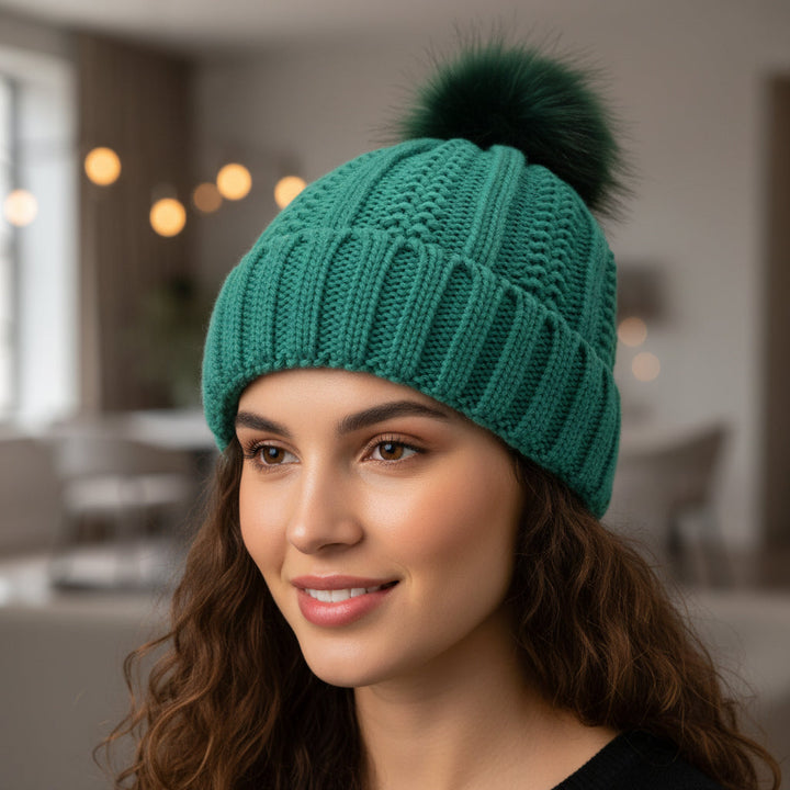 Women’s Winter Knitted Pom-Pom Beanie-Bon Voyage Vintage