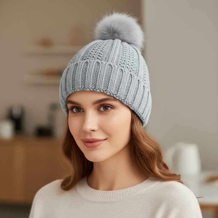 Women’s Winter Knitted Pom-Pom Beanie-Bon Voyage Vintage