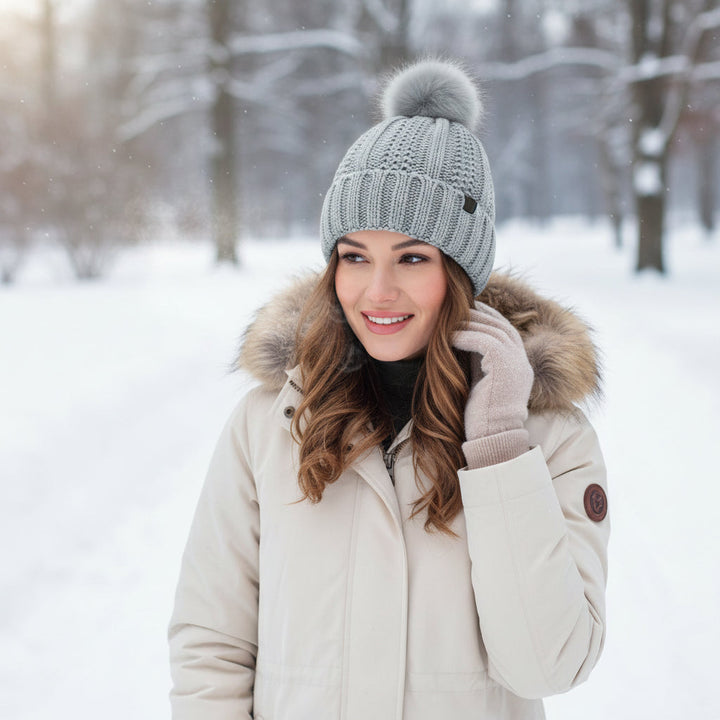 Women’s Winter Knitted Pom-Pom Beanie-Bon Voyage Vintage
