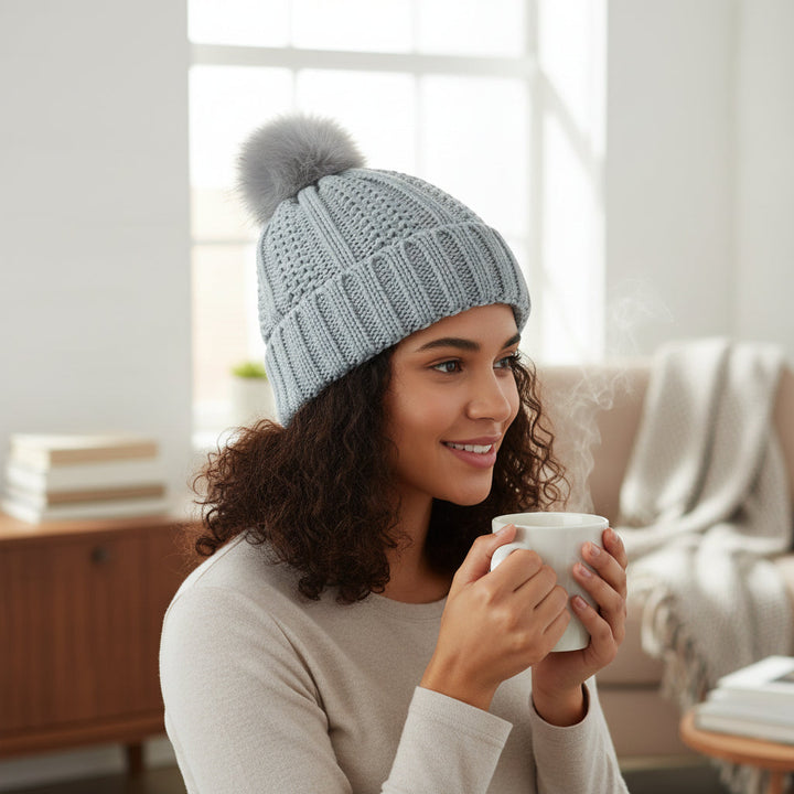 Women’s Winter Knitted Pom-Pom Beanie-Bon Voyage Vintage
