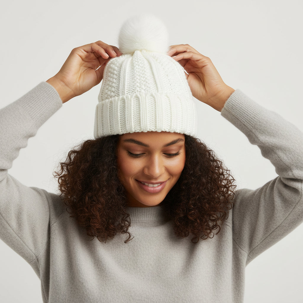 Women’s Winter Knitted Pom-Pom Beanie-Bon Voyage Vintage
