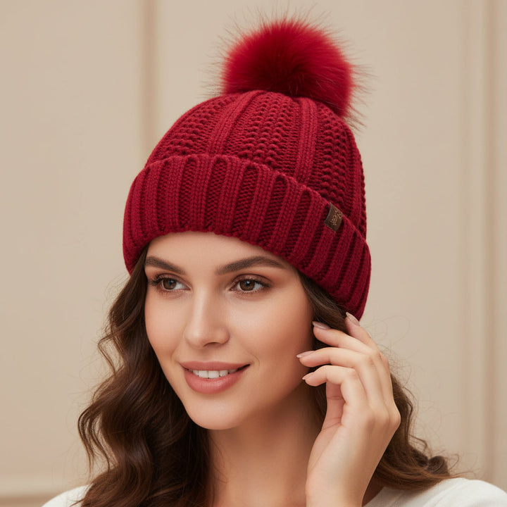 Women’s Winter Knitted Pom-Pom Beanie-Bon Voyage Vintage