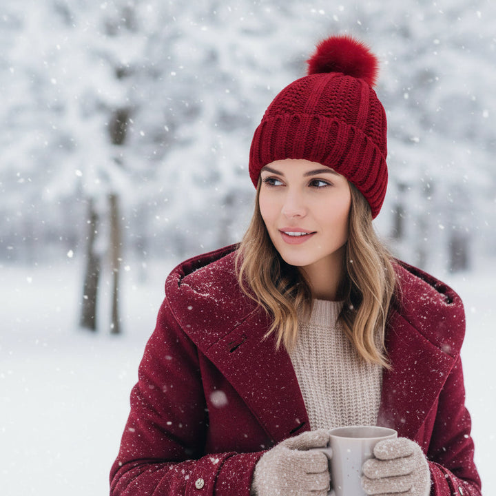 Women’s Winter Knitted Pom-Pom Beanie-Bon Voyage Vintage