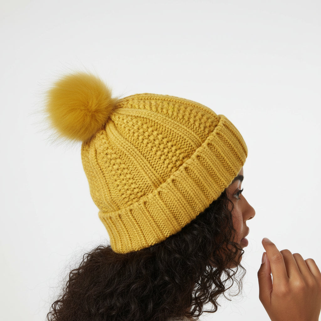 Women’s Winter Knitted Pom-Pom Beanie-Bon Voyage Vintage
