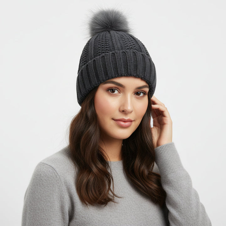 Women’s Winter Knitted Pom-Pom Beanie-Bon Voyage Vintage