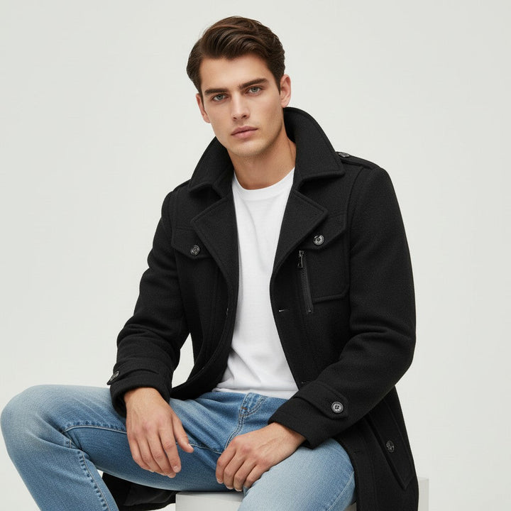 Wool Blend Winter Coat For Men-Bon Voyage Vintage
