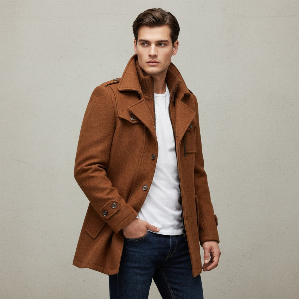 Wool Blend Winter Coat For Men-Bon Voyage Vintage