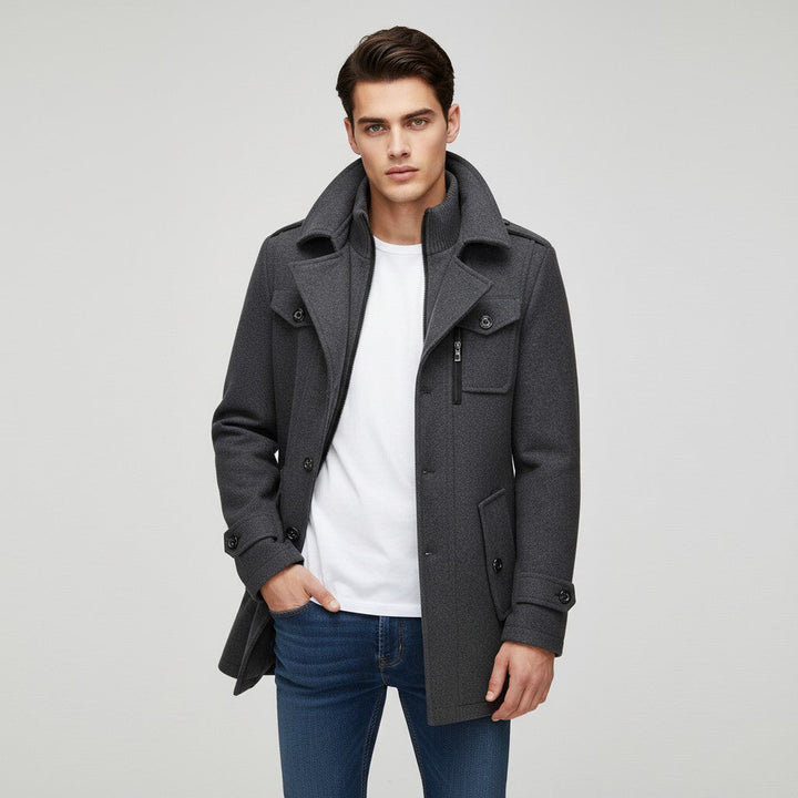 Wool Blend Winter Coat For Men-Bon Voyage Vintage