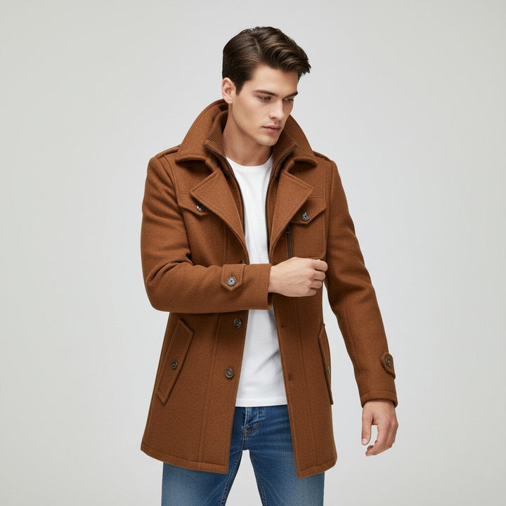 Wool Blend Winter Coat For Men-Bon Voyage Vintage