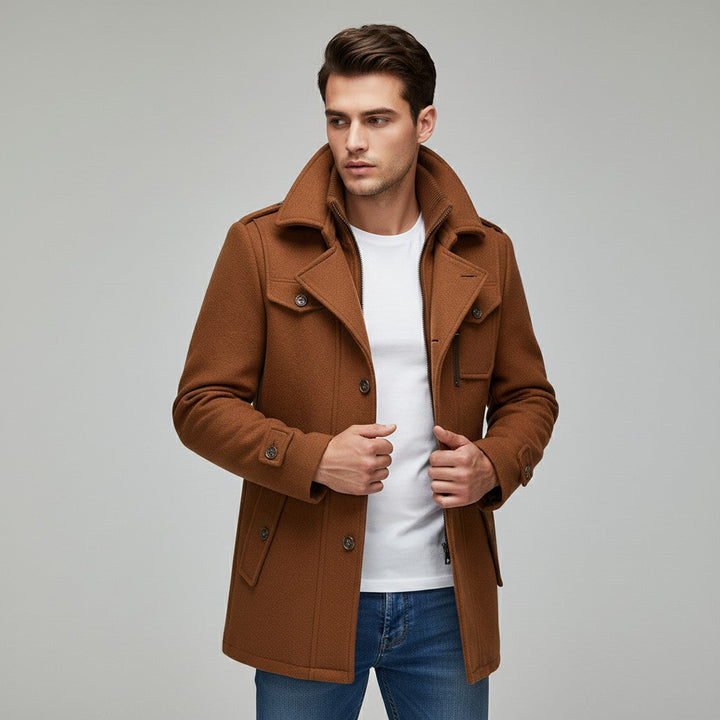 Wool Blend Winter Coat For Men-Bon Voyage Vintage