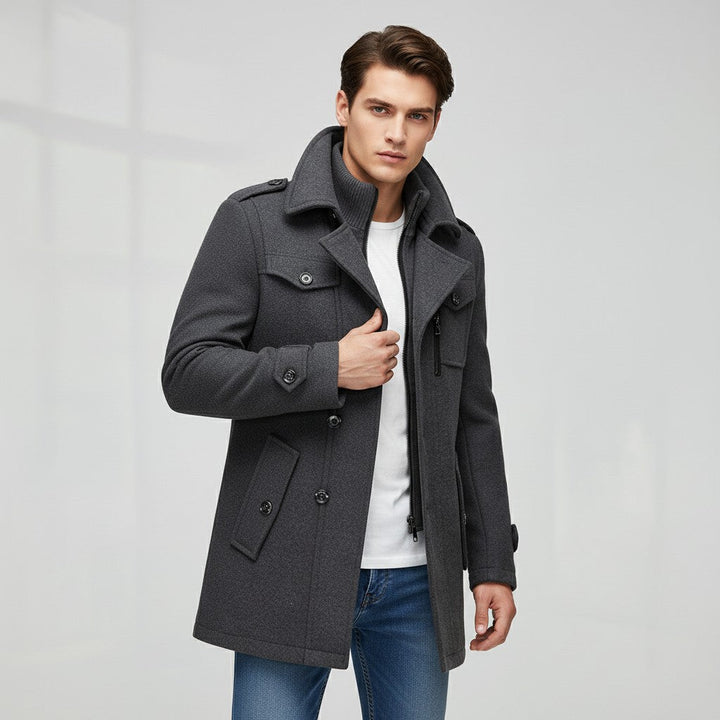 Wool Blend Winter Coat For Men-Bon Voyage Vintage