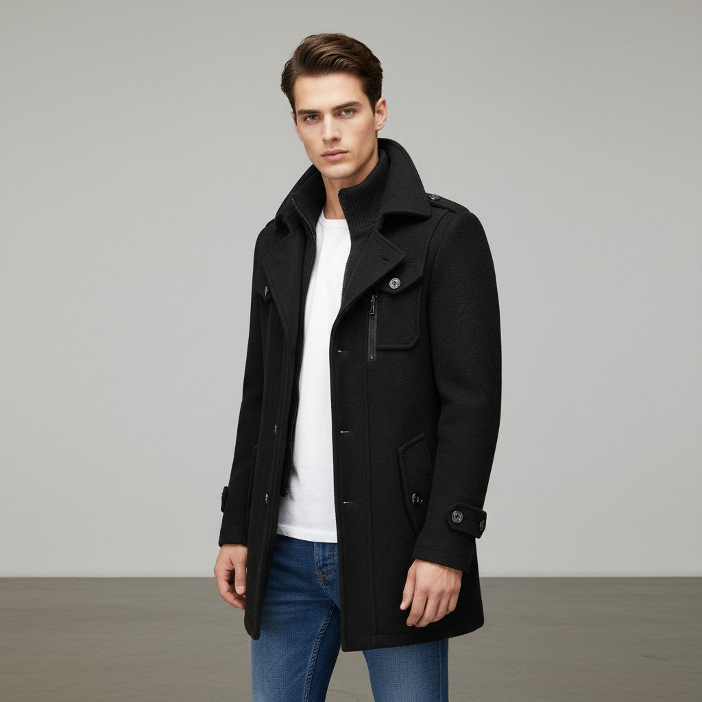 Wool Blend Winter Coat For Men-Bon Voyage Vintage
