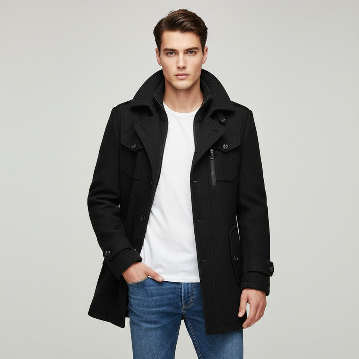 Wool Blend Winter Coat For Men-Bon Voyage Vintage