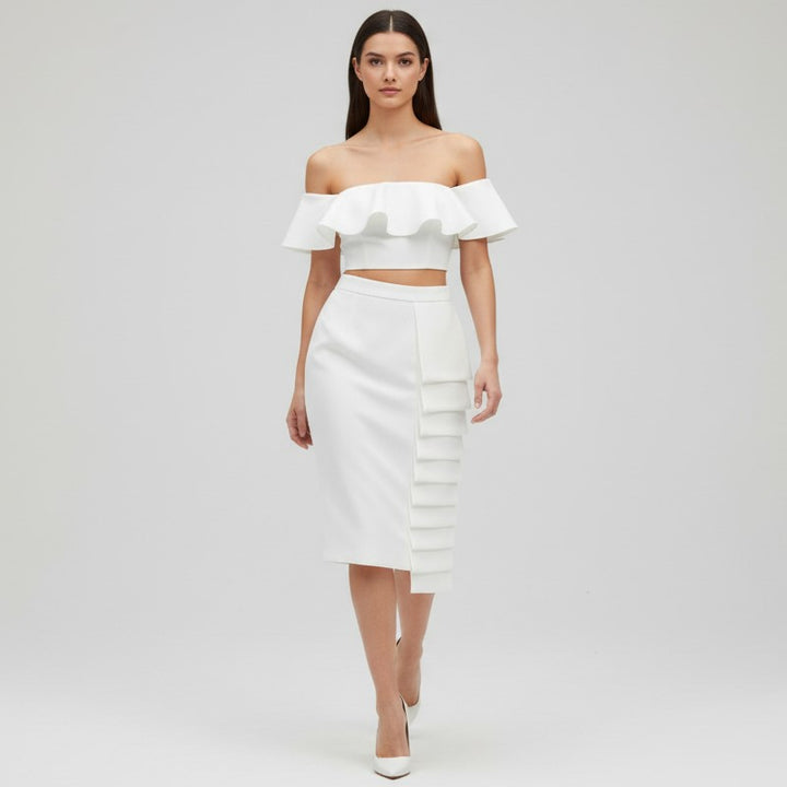 Asymmetric Midi Skirt Two-Piece Set