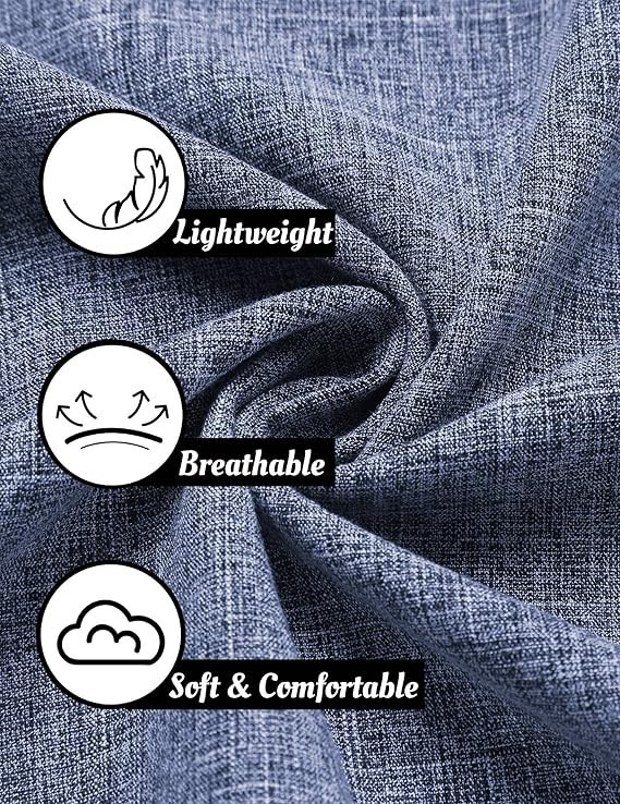 Men's Short Sleeve Linen Button-Up Shirt for Summer